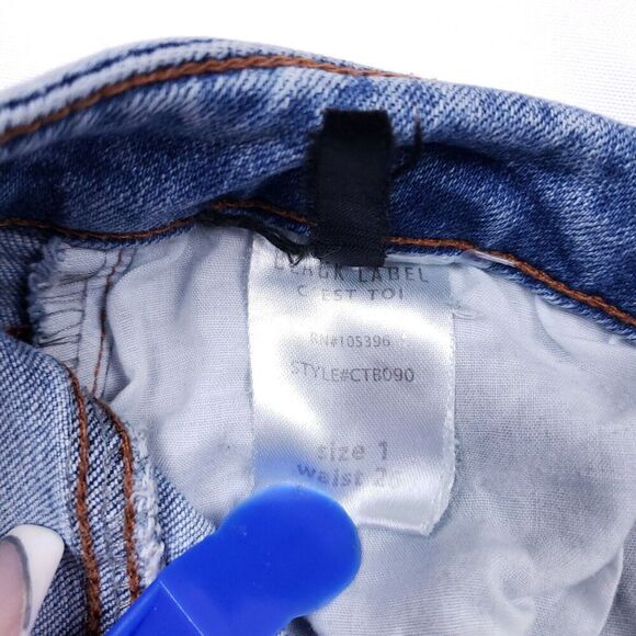 Black Label C'Est To! Jeans Womens 26x23 Size 1 Blue Distressed Cuffed Hem - Picture 4 of 11